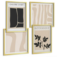 BILDER SET 4er Set - 50x50 cm & 40x60 cm Goldrahmen - Abstrakte Pflanzenmotive - Goldfarben, Kunststoff (50/50cm) - TULUP