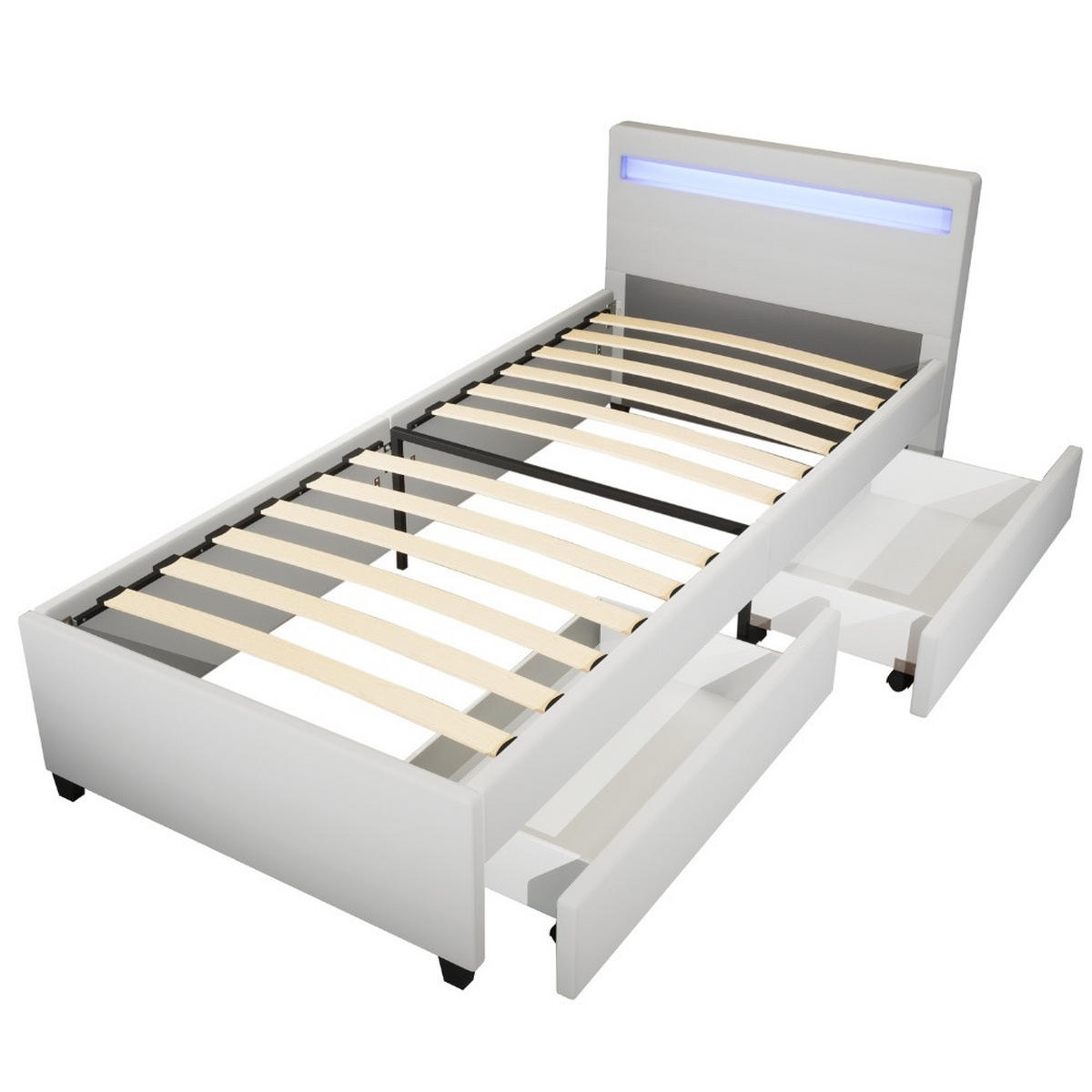 LED BETT NUBE - Weiß, 90 x 200 cm - Weiß, Kunststoff - Home Deluxe