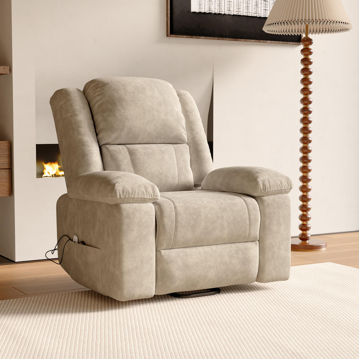 MASSAGESESSEL mit Relaxfunktion, 8 Massagepunkten & 2 Wärmepunkten, Stehhilfe, Fleece-Stoff in Braun - Braun, Textil (93/106/102cm) - BRILVERDE