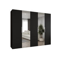 DREHTÜRENSCHRANK 202/250/52 5-türig - Kaschmir/Schwarz, Holz (250/202/52cm) - MÖBEL KRYSPOL