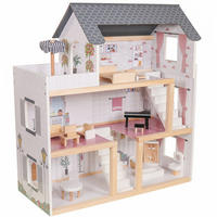 PUPPENHAUS LARA Holz Villa möbliert 3 Etagen - Weiß, Holzwerkstoff (27/78/62cm) - Coemo