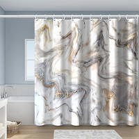 DUSCHVORHANG Goldfarben Grau Marmor modern abstrakt wasserdicht mit Haken - Grau, Textil (180/180cm) - MCBOSON