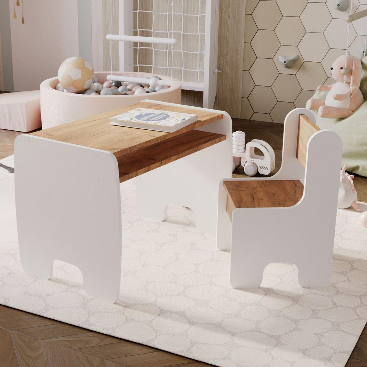 KINDERSITZGRUPPE Miki - Weiß, Holzwerkstoff (70/55/40cm) - RAUMHIRSCH FURNITURE
