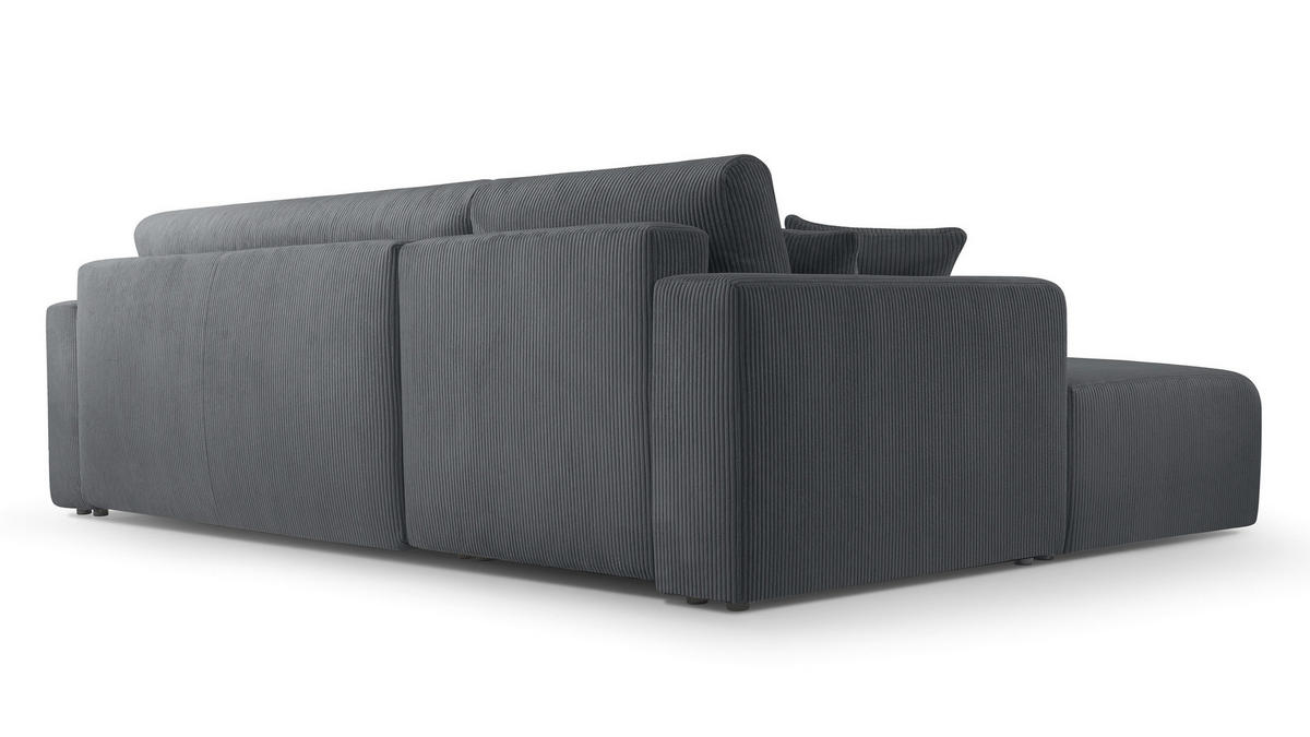 ECKSOFA L Form Catea Grau 279/145/84 cm Links mit Schlaffunktion - Schwarz/Grau, Kunststoff/Textil (145/279cm) - AX Living