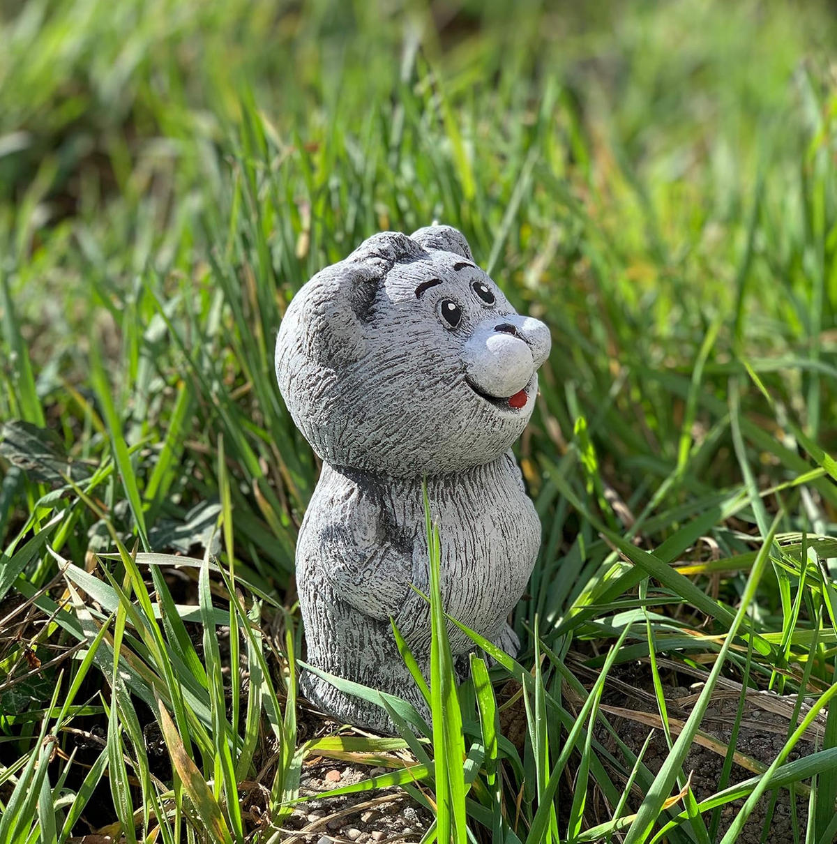 STEINFIGUR Glücksbär Bob frostfest Steinguss - Grau, Stein (9/15/8cm) - stoneandstyle