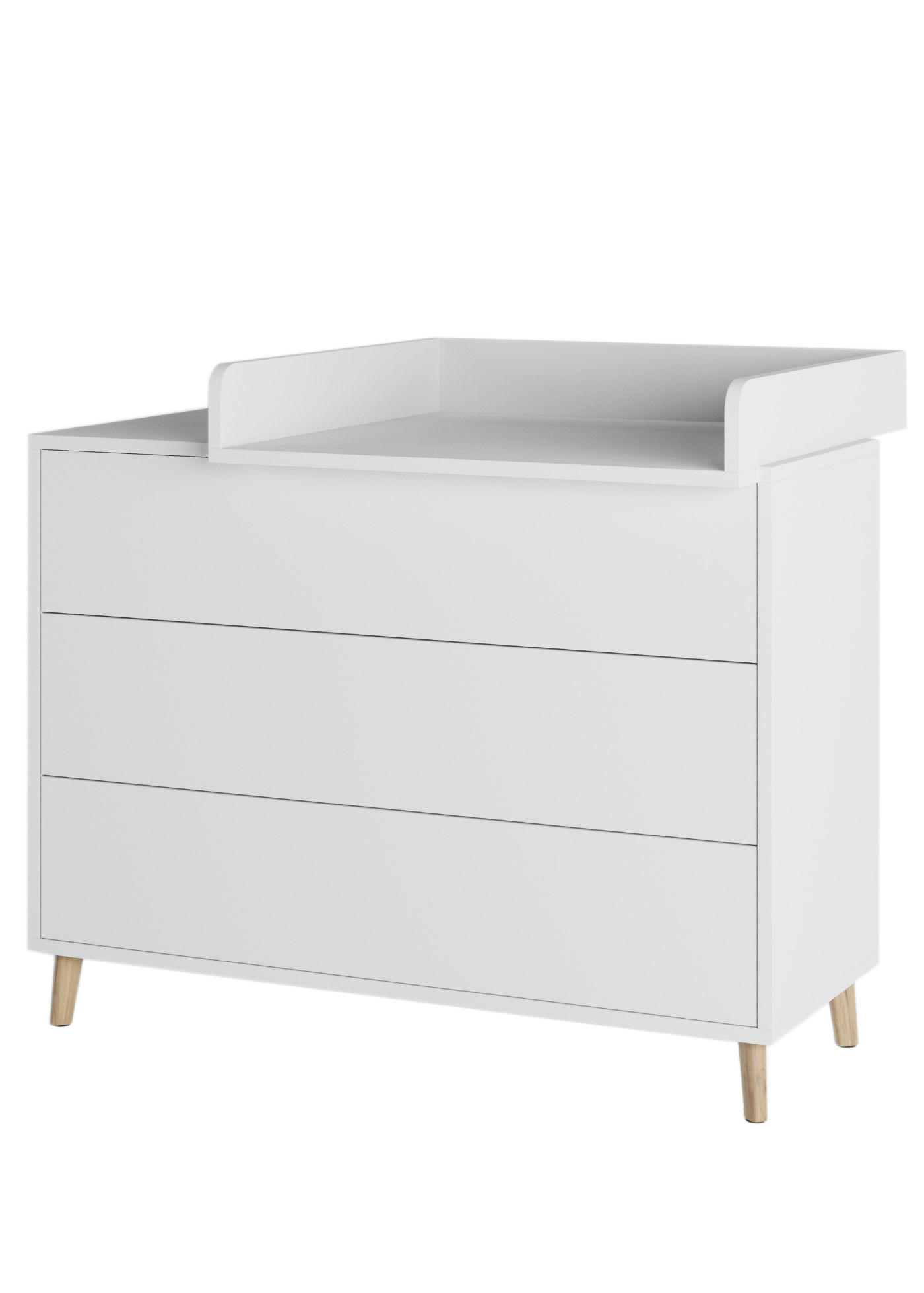 WICKELKOMMODE EDEN – Push-to-Open, Touch-Close, abnehmbarer Wickelaufsatz & Schubladen mit Fächern - weiß - Buchefarben/Weiß, Holzwerkstoff/Buchenholz (71/94/114cm) - Sämann – make a difference.
