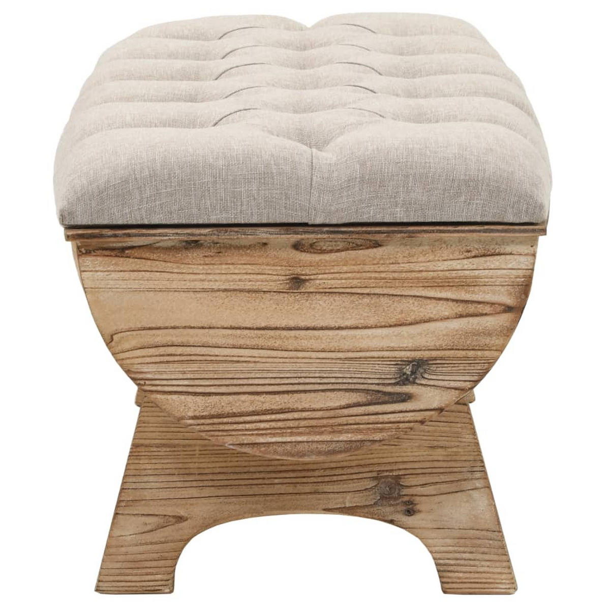 AUFBEWAHRUNGSBANK Massivholz Und Stoff 103/51/44 Cm - Creme, Holz (51/44/103cm) - vidaXL