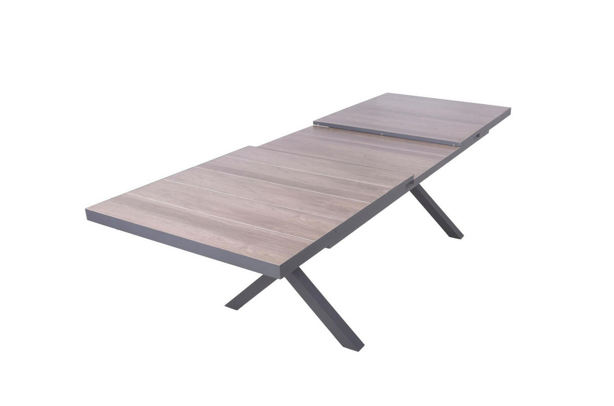GARTENTISCH Luka Ausziehtisch - Dunkelgrau, Metall (200/100/77cm) - DELUKE