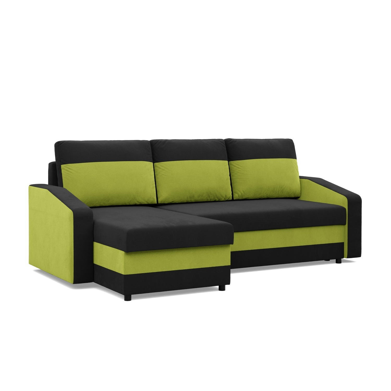 ECKSOFA MIT SCHLAFFUNKTION ORION, Schwarz + Grün - Multicolor, Textil (231/140cm)