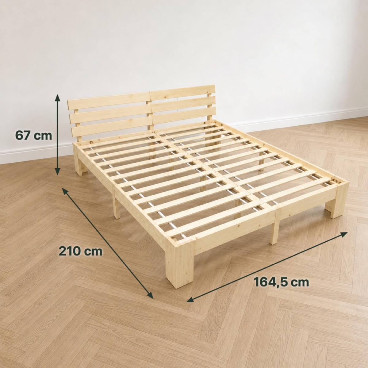 BETT Natur Massivholz mit Lattenrost 160x200 cm - Hellbraun, Holz - Relaxdays