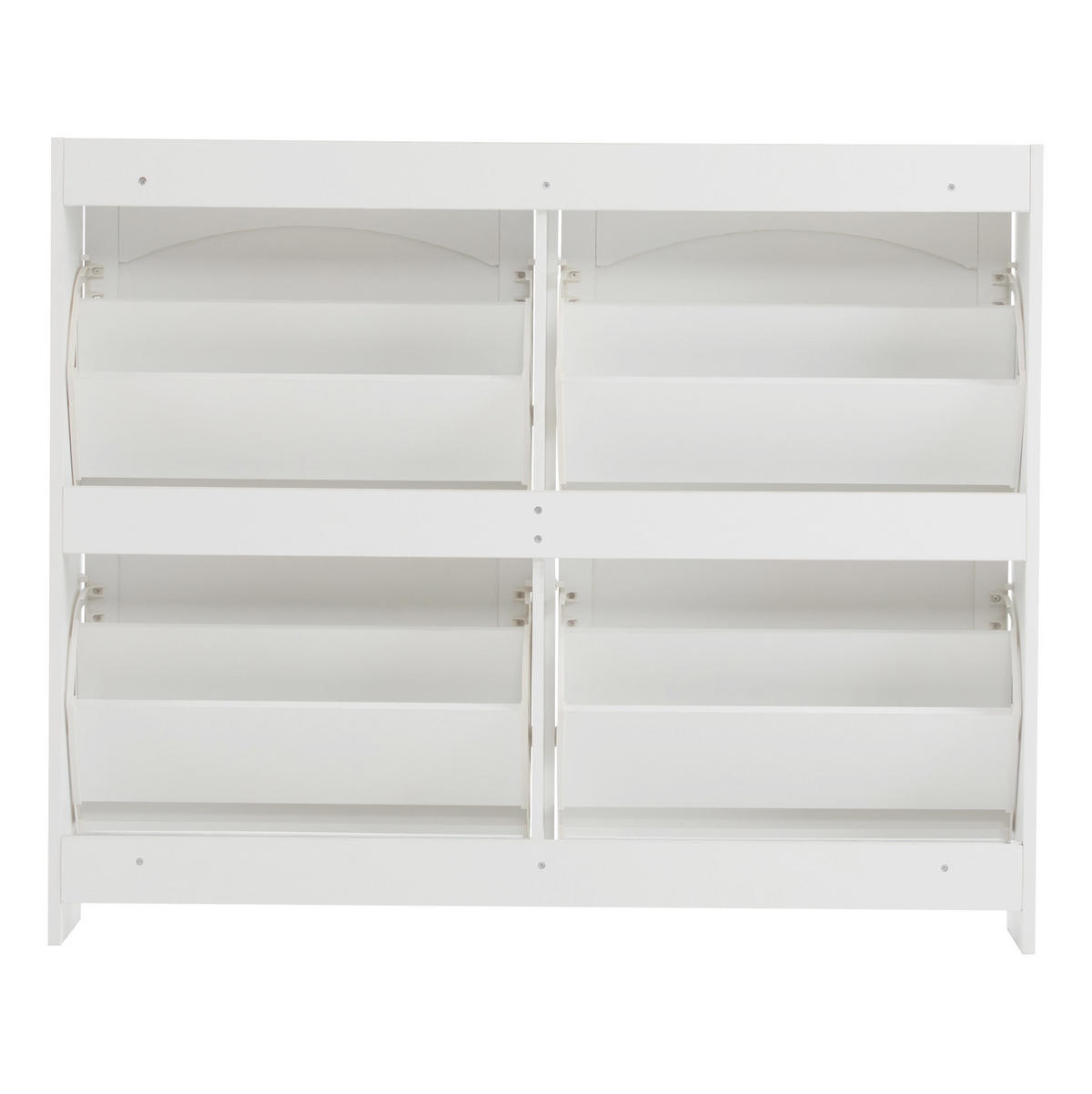 SCHUHSCHRANK mit 4 Klappenfächern 110 x 90 x 24 cm Weiß - Weiß, Holzwerkstoff (24/90/110cm) - Beauniv