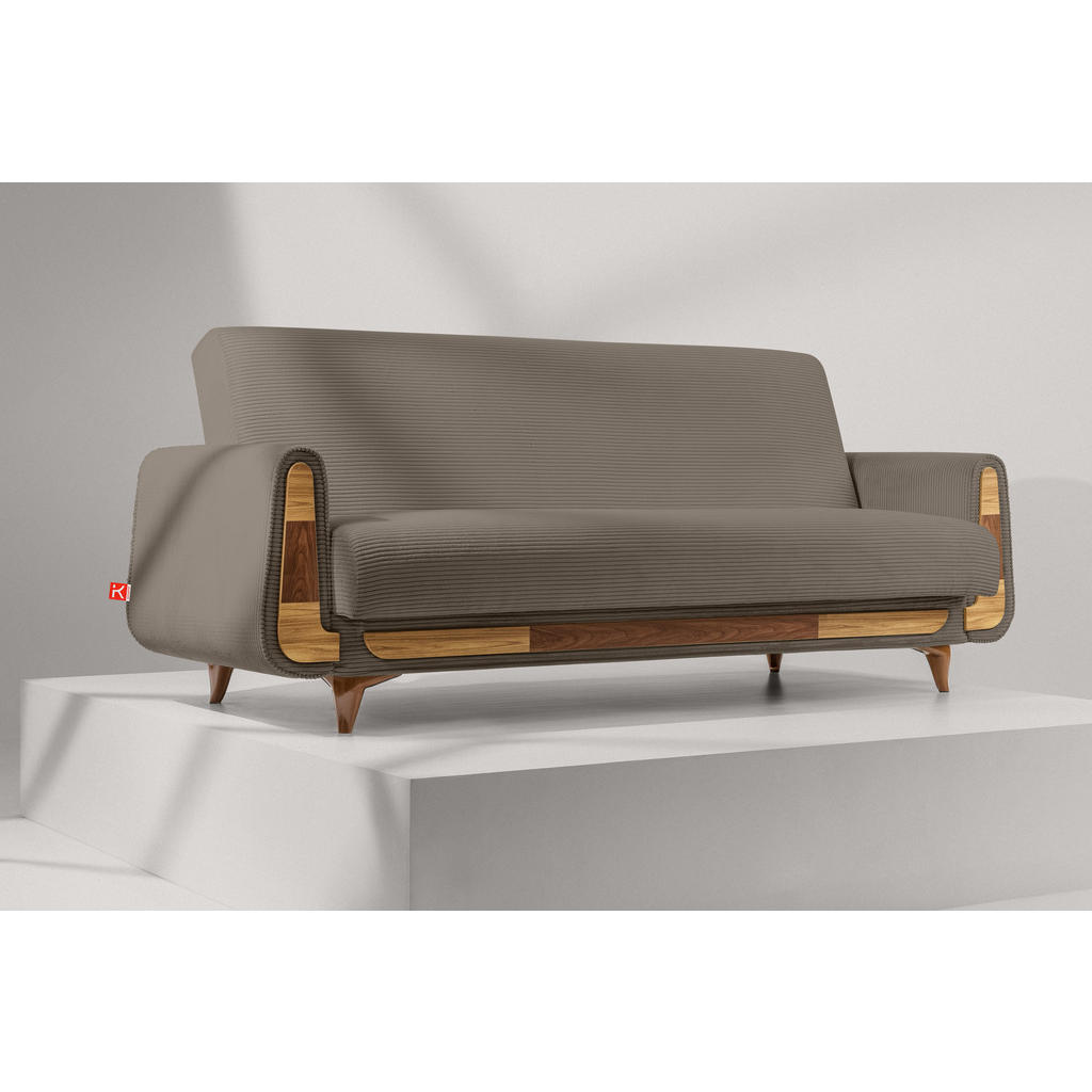 Thumbnail - Konsimo® 3-Sitzer-Schlafsofa, Beige, Holz, Holzwerkstoff, Textil, 230x98x98 cm, Wohnzimmer, Sofas & Couches, Schlafsofas