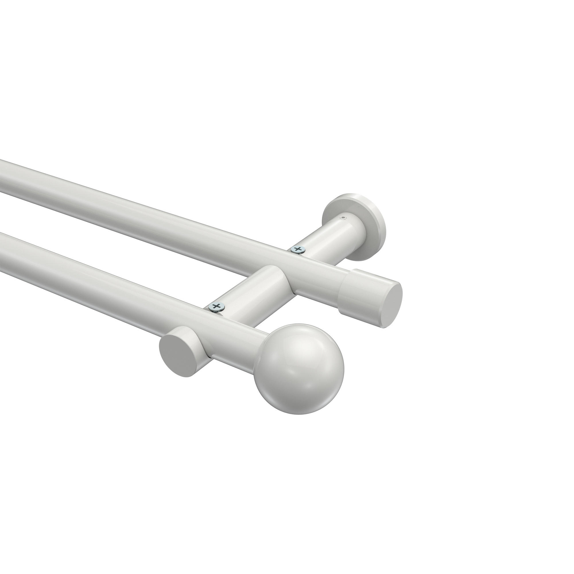GARDINENSTANGEN-SET Platon Luino 480 cm (geteilt in 3 x 160 cm), 2-läufig (ohne Ringe), 20 mm Ø Weiß - Weiß, Metall (480cm) - INTERDECO