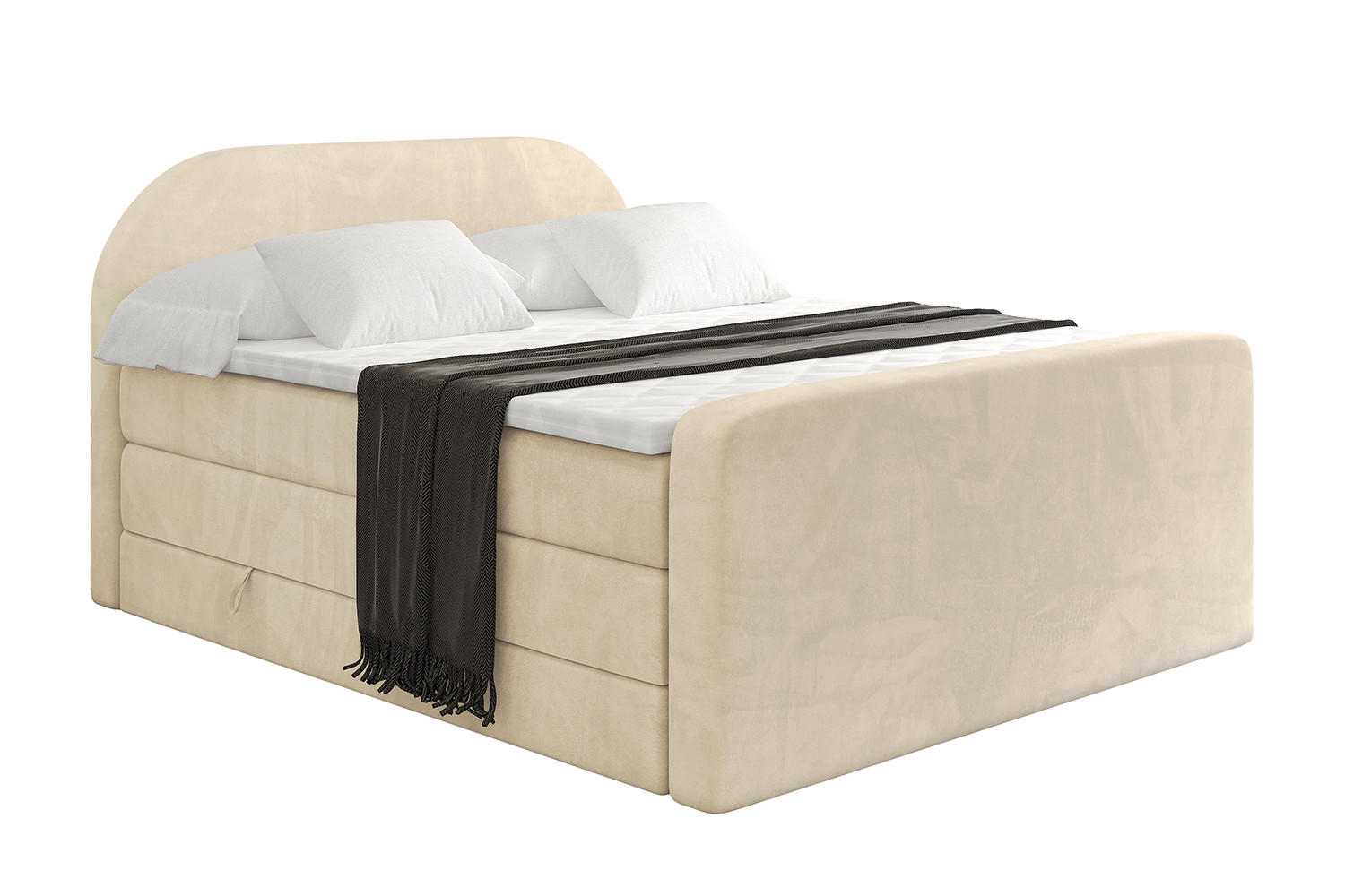 BOXSPRINGBETT mit Matratze und Lattenrost - NOX-Z KING-160x200 - Beige Monolith - Beige, Holzwerkstoff (160/200cm) - ALTDECOR