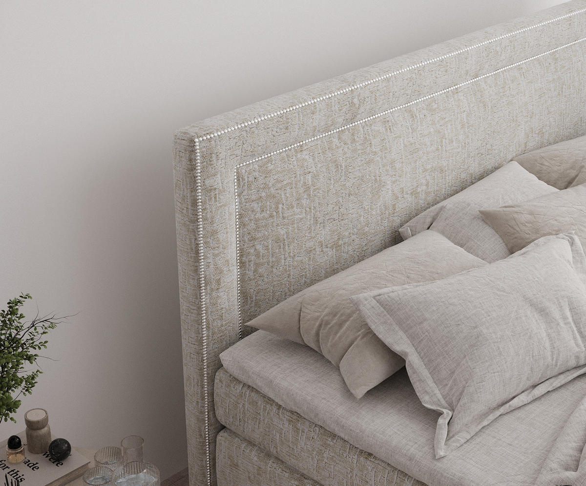 BOXSPRINGBETT Luxora Beige 140/200 cm - Beige/Schwarz, Holz/Holzwerkstoff (140/200cm) - Maison de Reve