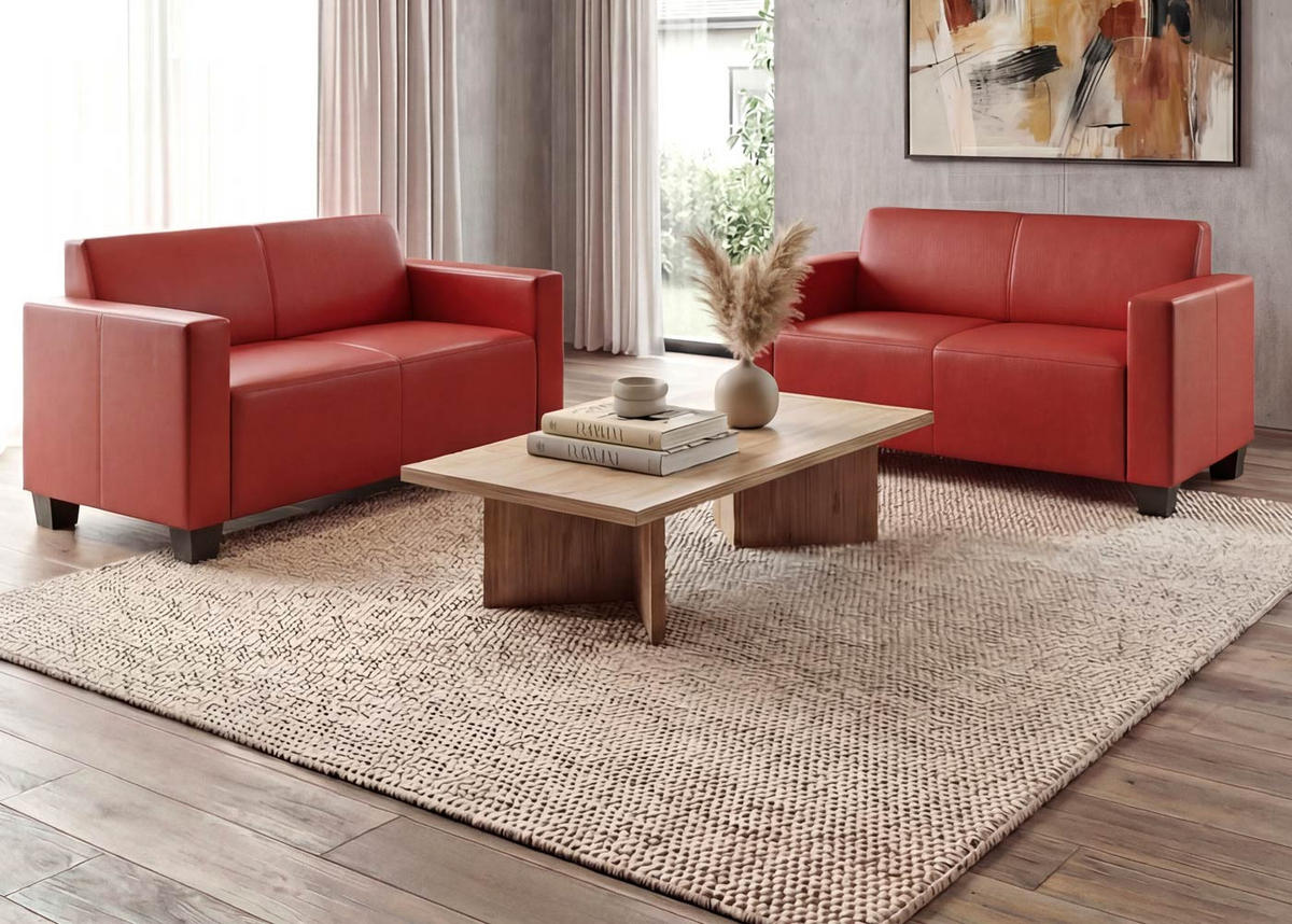 SOFA-GARNITUR Rot - Rot, Textil (136/76/72cm) - MCW