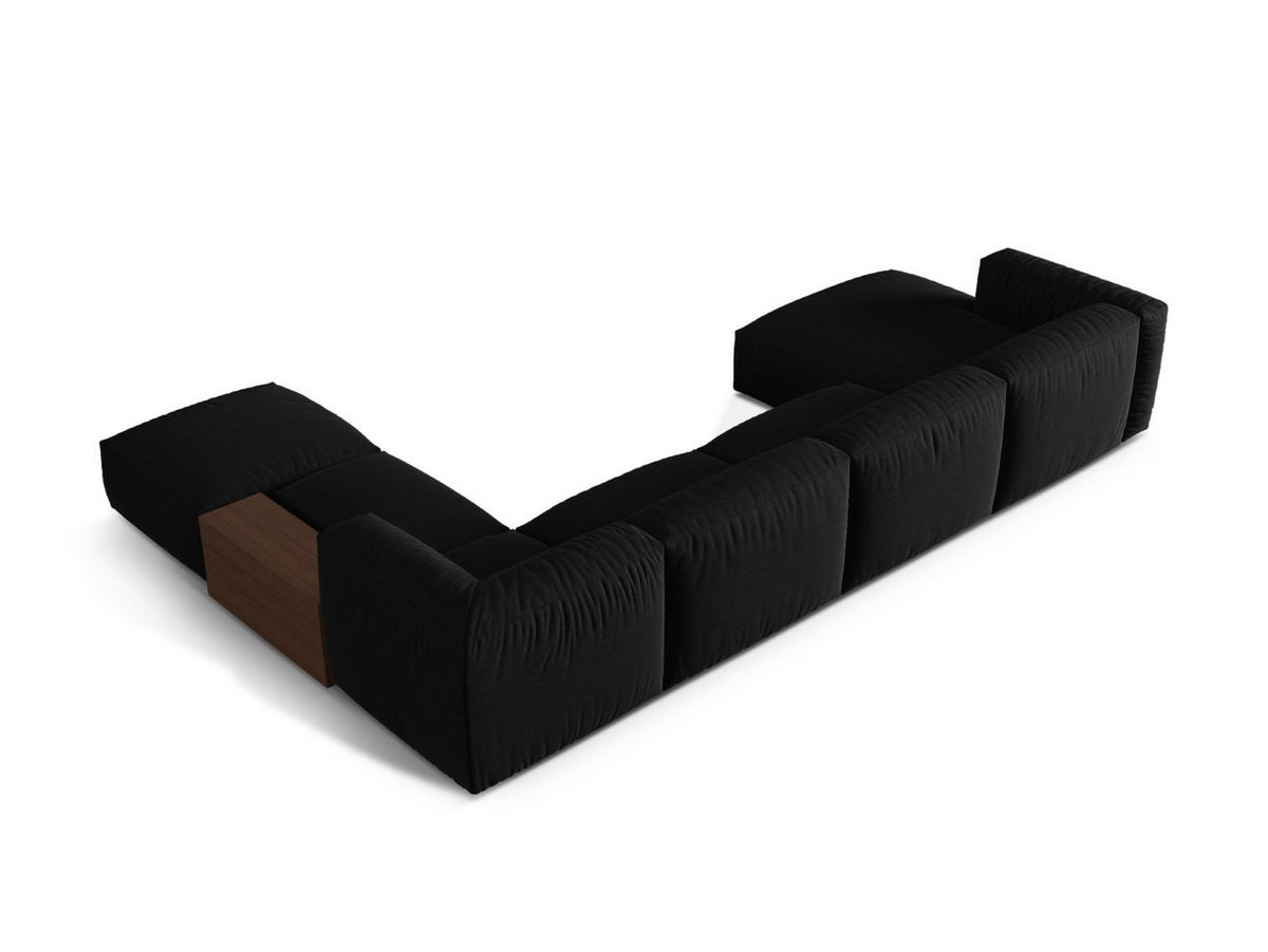 PANORAMASOFA modular rechts Martina aus strukturiertem Stoff schwarz 5 Sitzplätze - Schwarz, Textil (406/75/280cm) - Micadoni