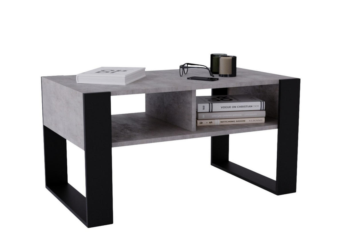 COUCHTISCH Holzwerkstoff rechteckig stabil Grau 45/53,6/92cm - Schwarz/Grau, Holzwerkstoff (53.6/92/45cm) - CraftPAK