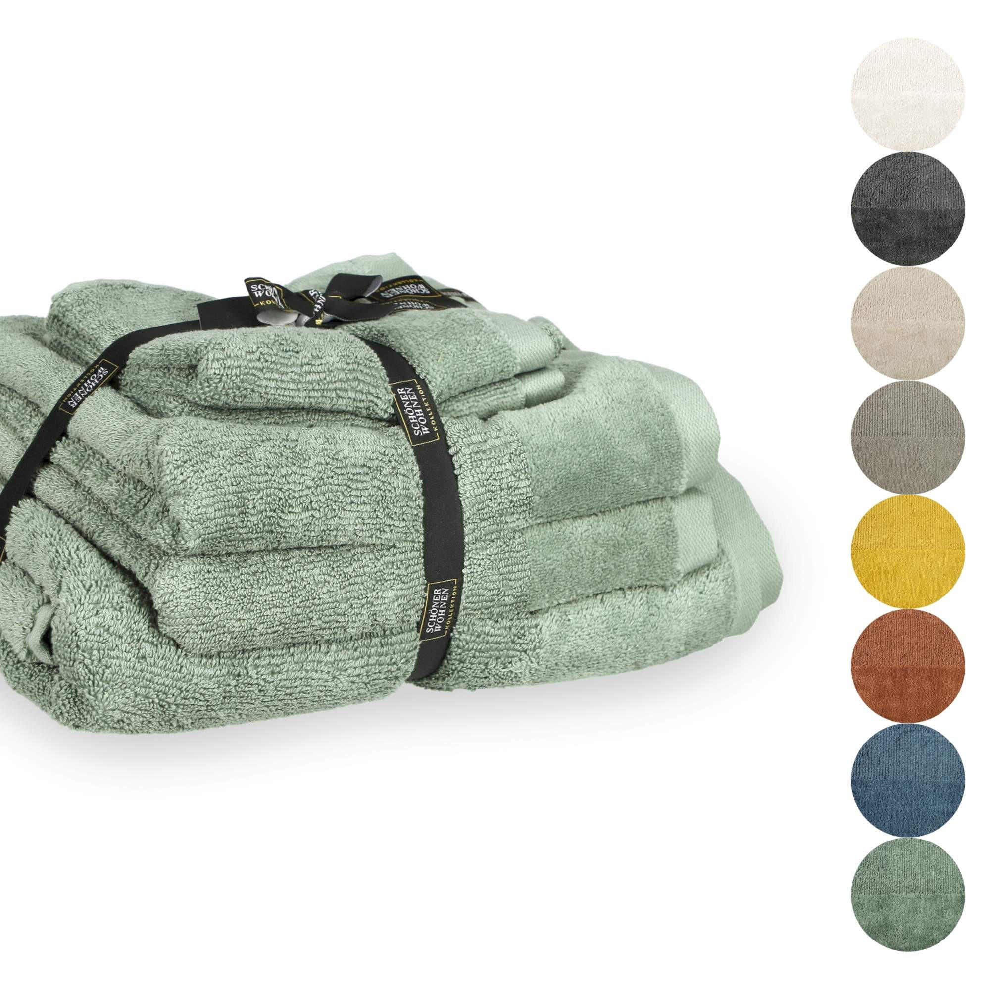 HANDTUCH SET SENSE 5tlg. - Grün, Textil (50/100cm) - Schöner Wohnen