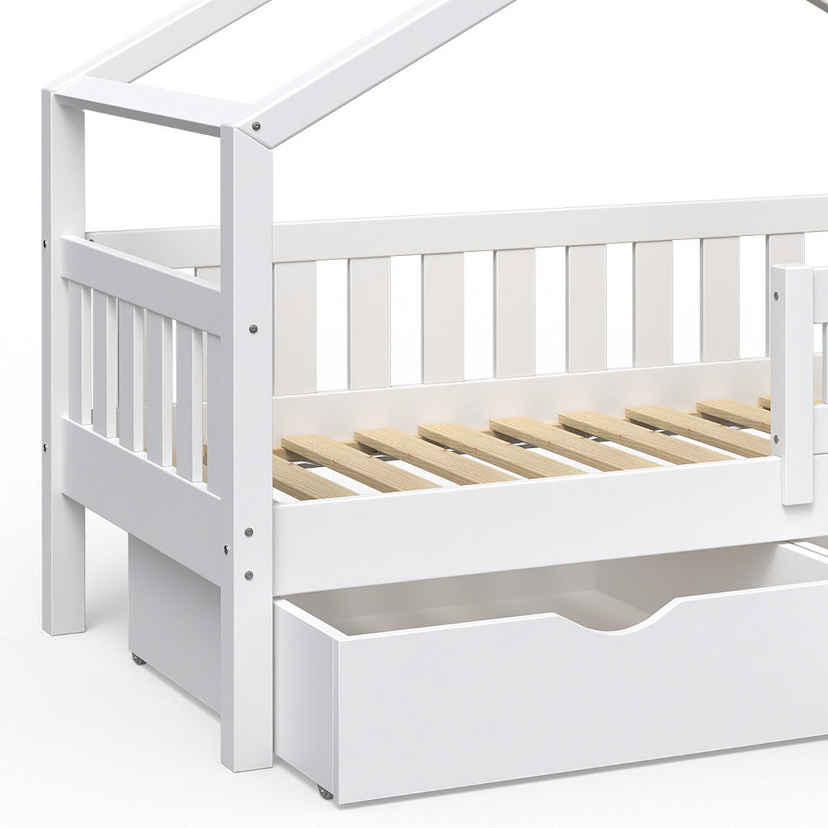 HAUSBETT Design Weiß 80x160 cm mit 2 Schubladen - Weiß, Holz (80/160cm) - VitaliSpa