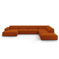 PANORAMASOFA rechts Jodie aus strukturiertem Stoff terrakotta 7 Sitzplätze - Terracotta, Textil (262/70/364cm) - Micadoni