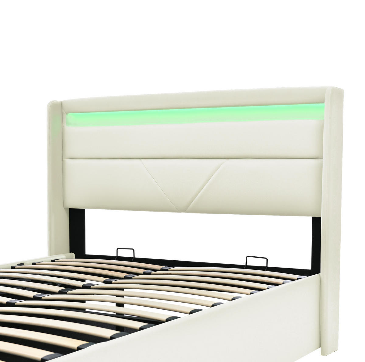 POLSTERBETT 160/200 cm Weiß aus PU mit LED-Beleuchtung - Weiß, Kunststoff (160/200cm) - OKMYHOME