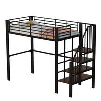 HOCHBETT 90/200 cm Schwarz aus Metall und Holz mit Treppe - Schwarz, Metall (90/200cm) - OKMYHOME