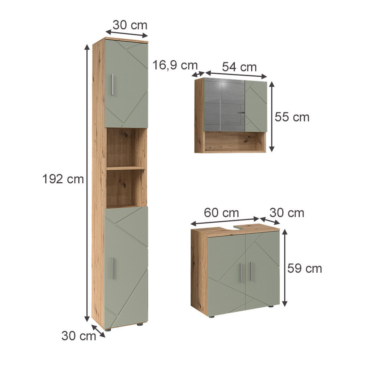 KOUPELNOVÝ NÁBYTEK Irma Šalvějově zelená - šalvějově zelená, kompozitní dřevo (60/59/30cm) - Vicco
