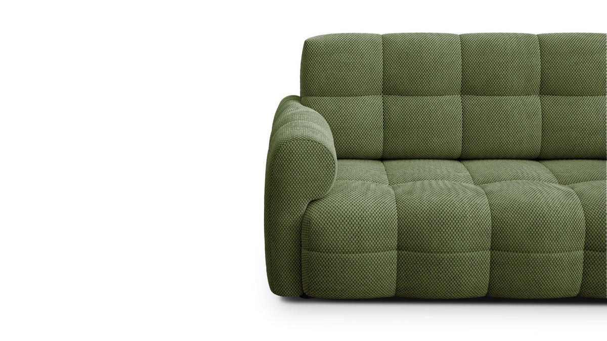 SOFA MELLOW 2,5-Sitzer, olive - Schwarz/Grün, Holz/Textil (183/87/98cm) - Courtois Laville