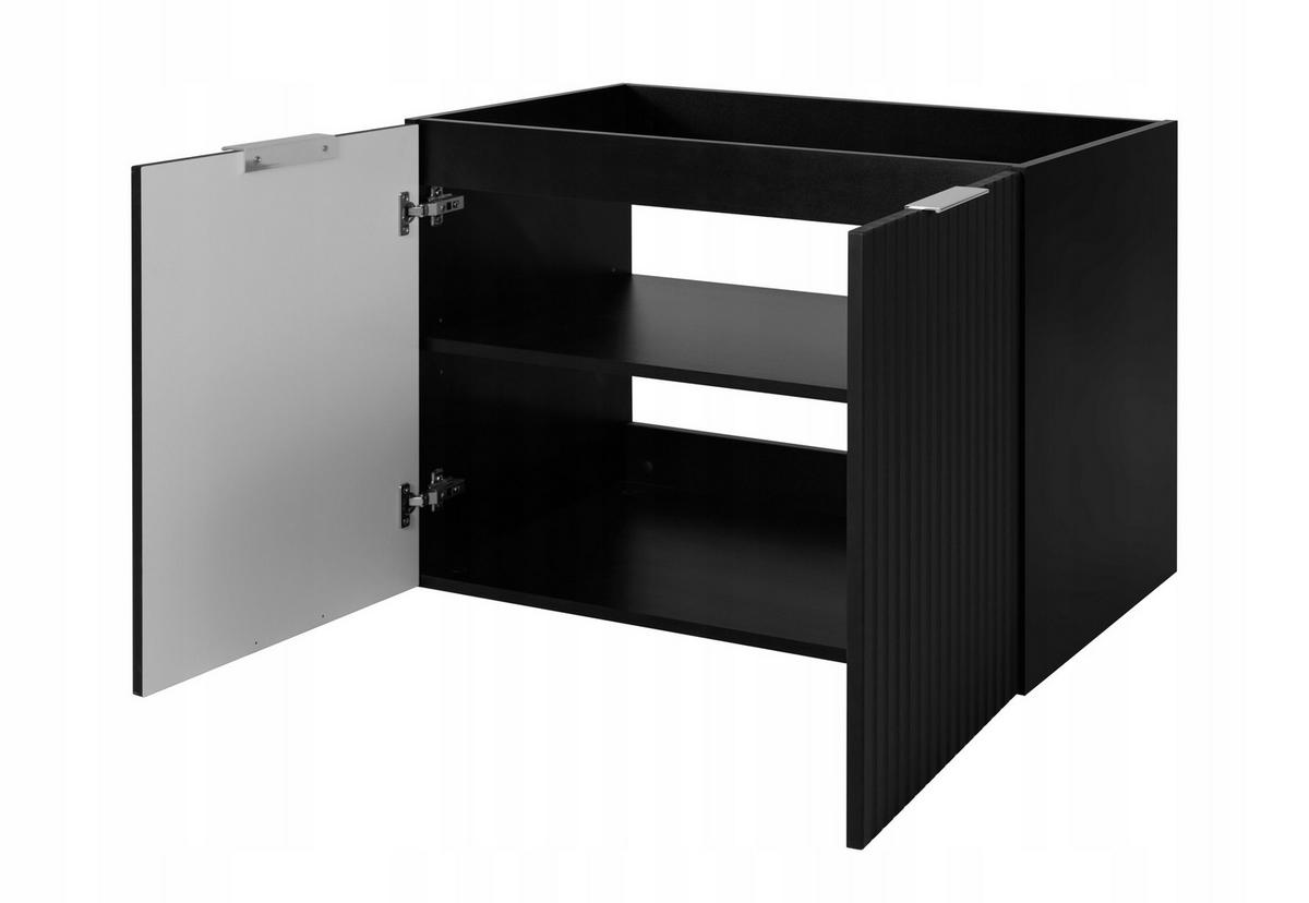 WASCHBECKUNTERSCHRANK FLOW + Platte Schwarz matt 160/57/46 cm - Schwarz, Holzwerkstoff (160/57/46cm) - Rodan