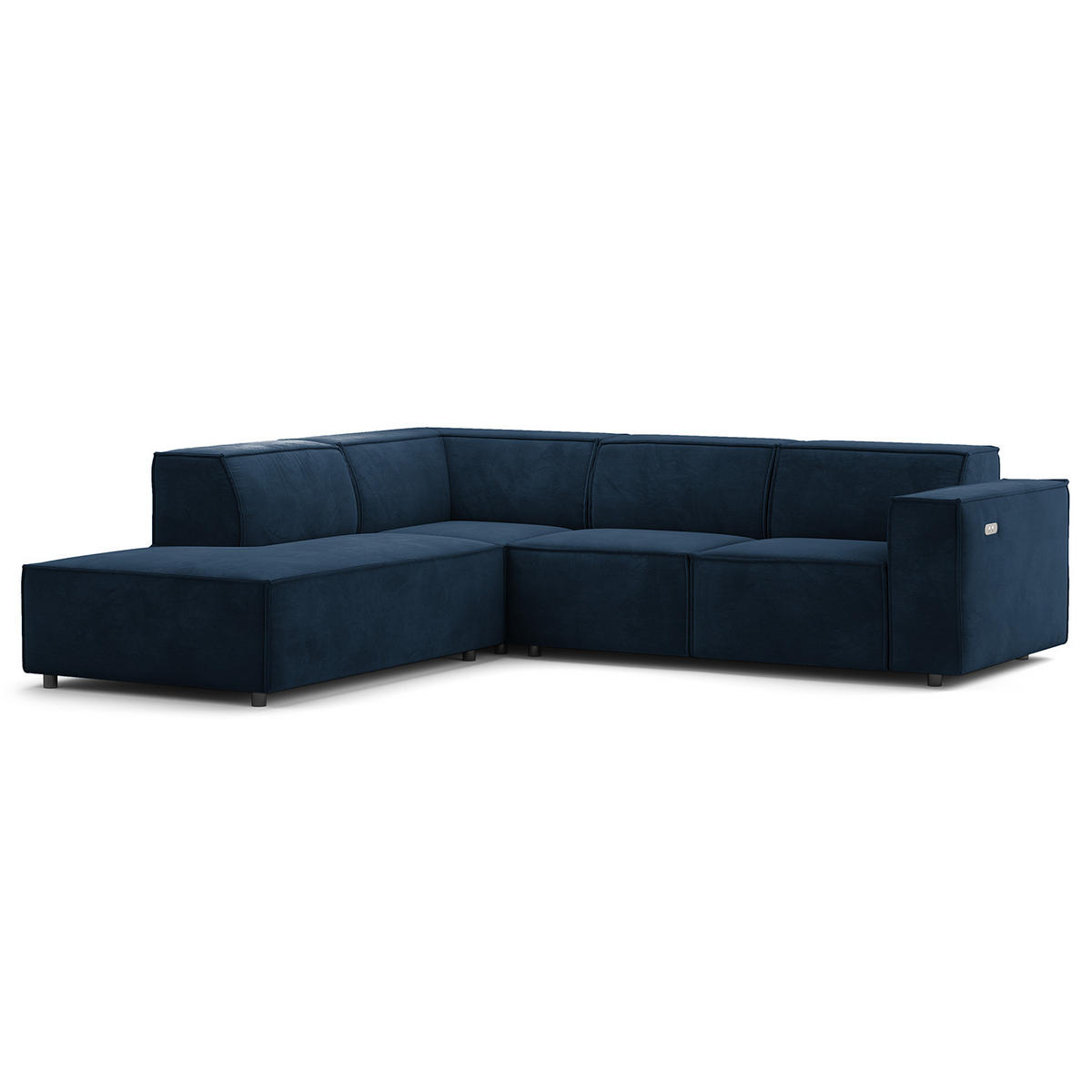 ECKSOFA mit Ottomane - Schwarz/Dunkelblau, Kunststoff/Textil (260/234cm) - home24
