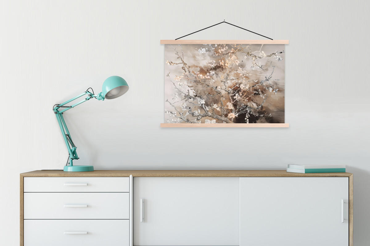 POSTER Mandelblüte - Kunst - Van Gogh - Beige - Abstrakt 90x60 cm - Braun, Textil (90/60cm) - MuchoWow