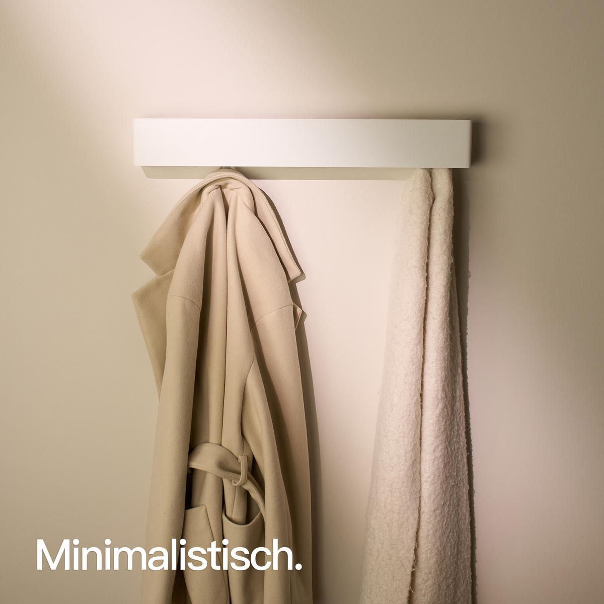 GARDEROBENLEISTE Wandgarderobe Matt Weiß 57 cm - Weiß, Metall (57/8/7.8cm) - Designfabrik Hamburg