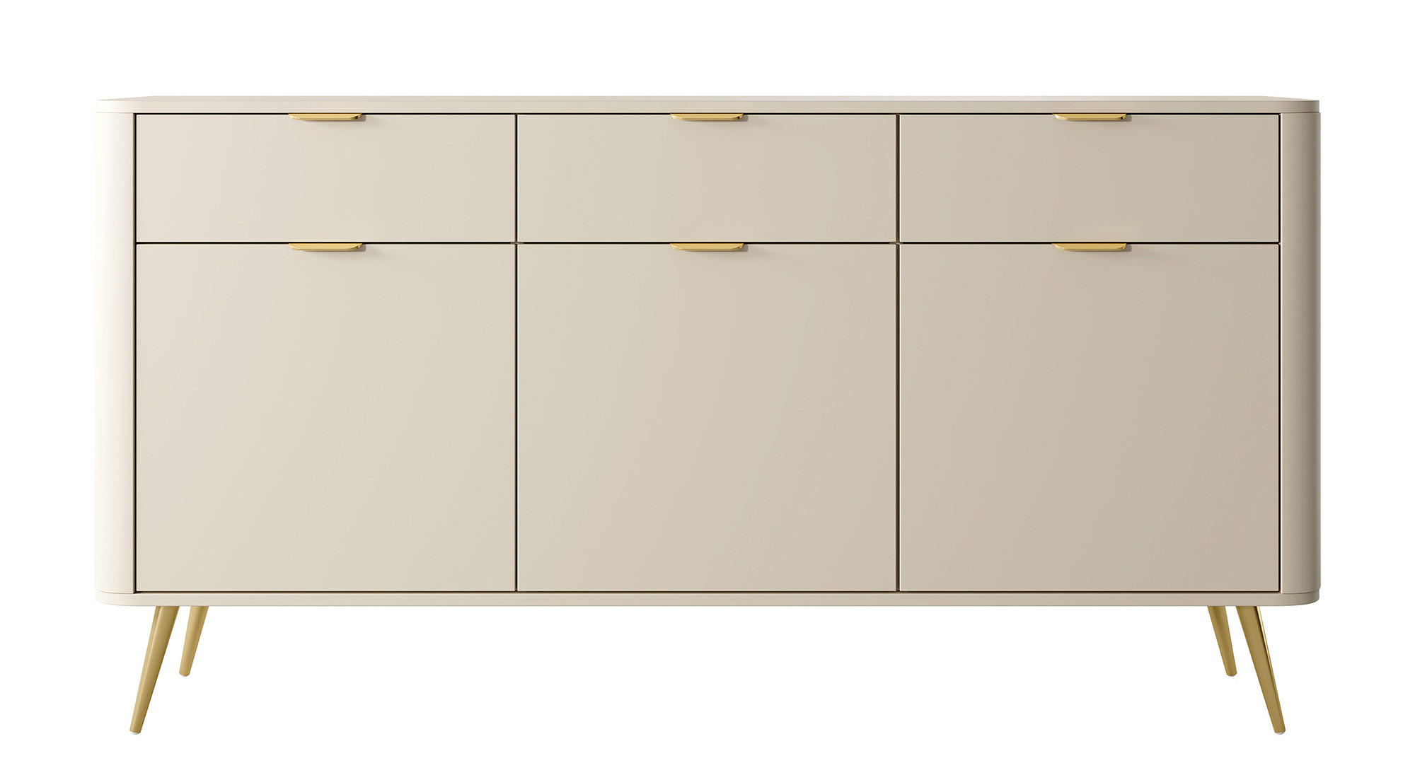 SIDEBOARD Oval Beige 163,5 cm - Beige/Goldfarben, Holzwerkstoff/Metall (163.5/84/38cm) - Selsey