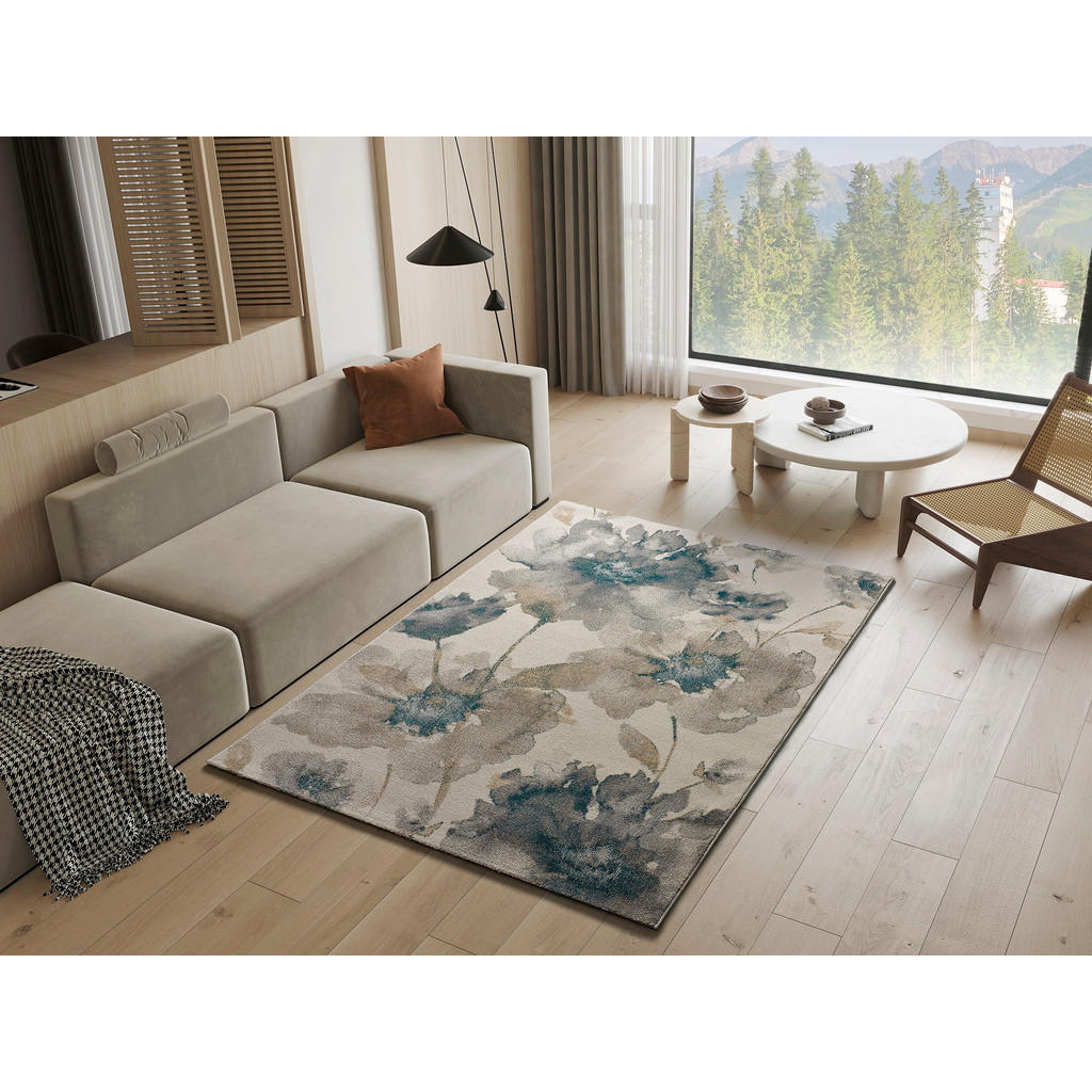 Thumbnail - Atticgo Webteppich, Beige, Grau, Blau, Textil, Floral, Rechteckig, 80x150 cm, Oeko-Tex® Standard 100, in verschiedenen G...
