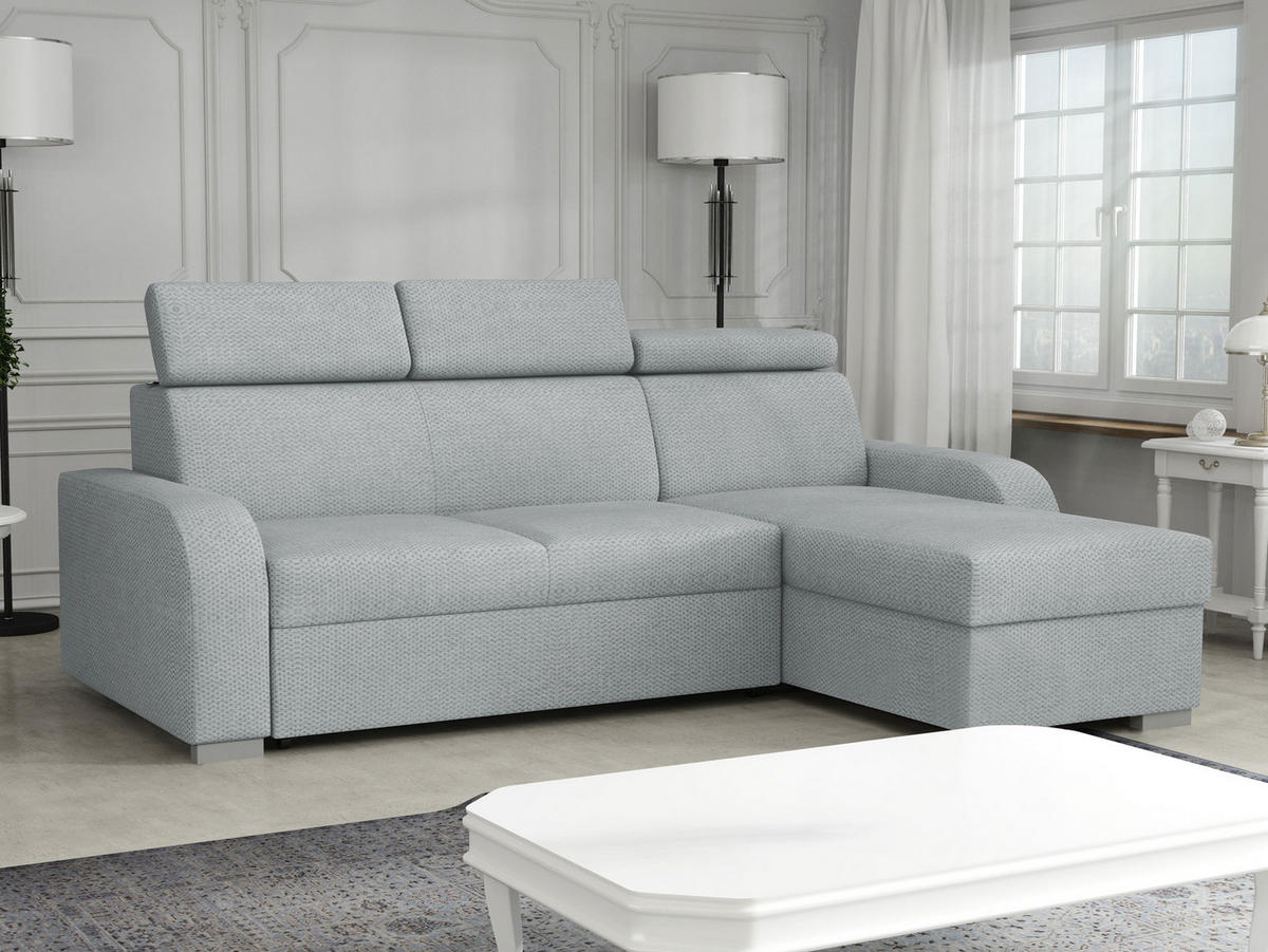 ECKSOFA Oslo 2rLC - Silberfarben/Hellgrau, Holz/Textil (235/170cm) - MIRJAN24