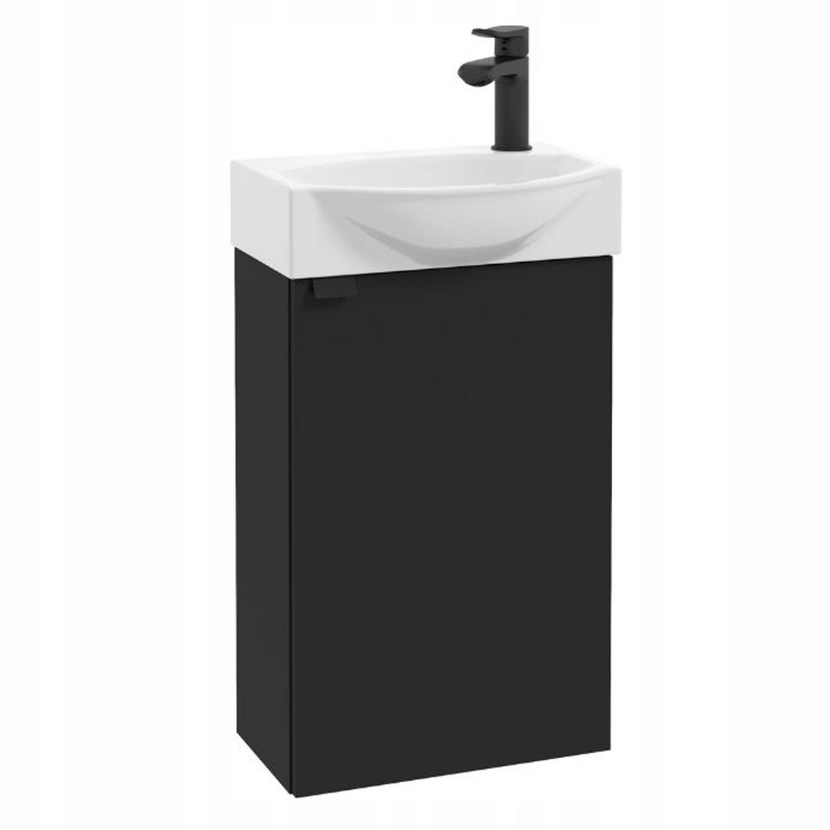 WASCHTISCHKOMBI 40cm mit Waschbecken + Armatur schwarz - Schwarz, Holzwerkstoff (40/60/22cm) - Stamar