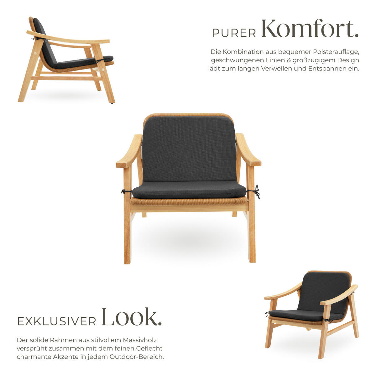 RATTAN STUHL Treviso,69 x 76 x 69,5 cm,natur - Naturfarben, Kunststoff (69/69.5/76cm) - tectake