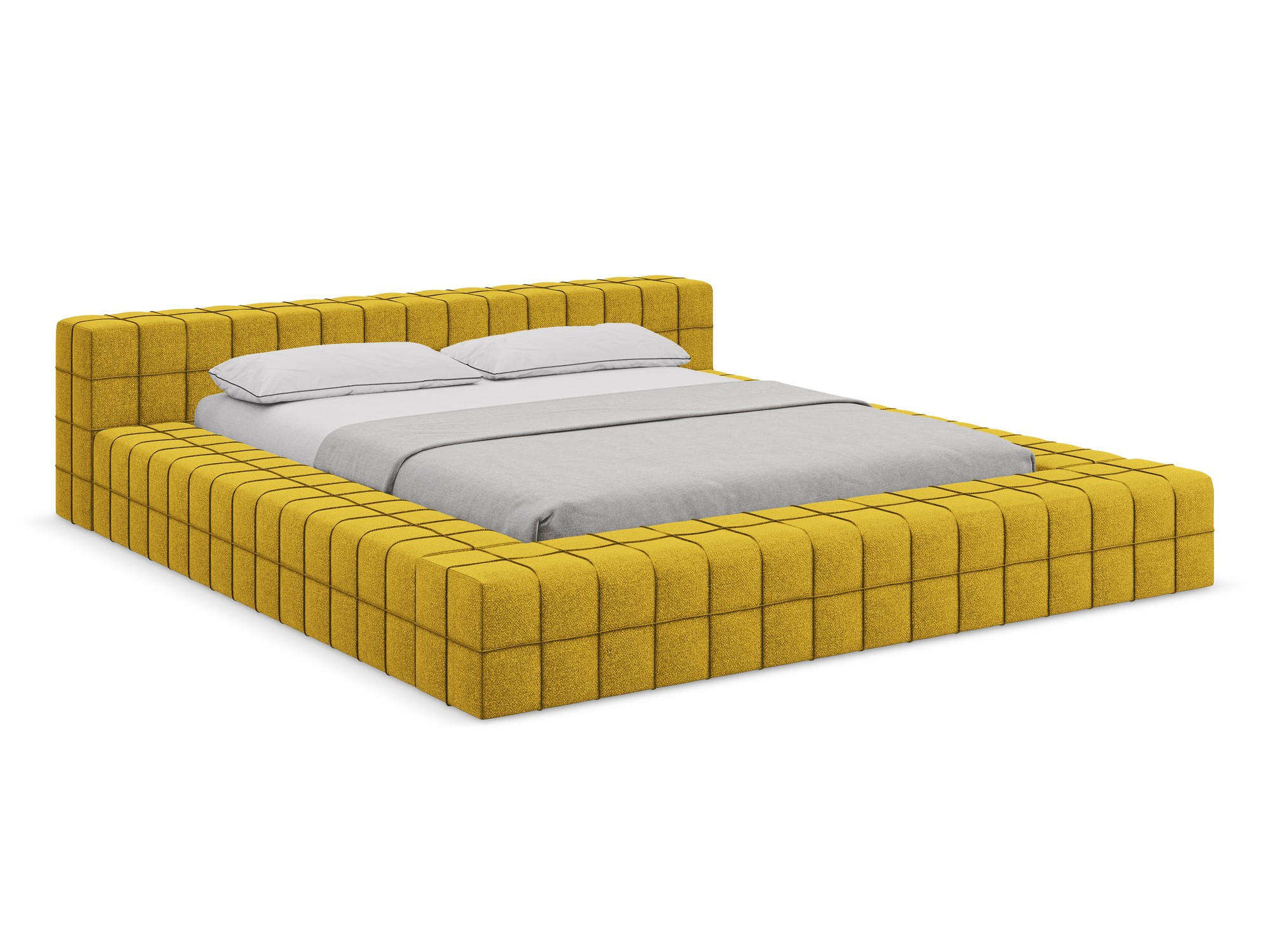 POLSTERBETT mit Lattenrost 220x260 Gelb - Currygelb/Gelb, Kunststoff/Textil (160/200cm) - Makamii