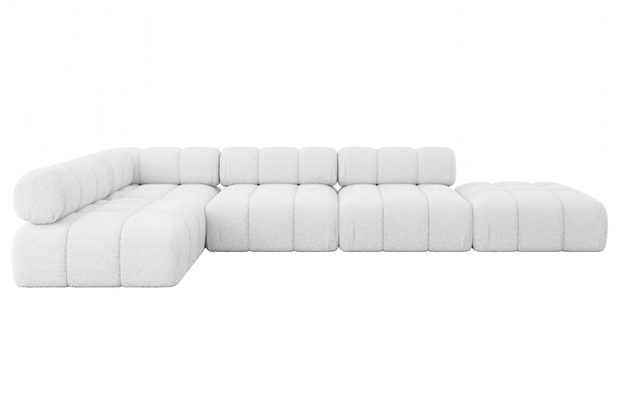 ECKSOFA modulares Sofa Favio-L2 - 380x190x70 cm Weiß Bouclé - Weiß, Holzwerkstoff/Textil (380/190cm) - ALTDECOR