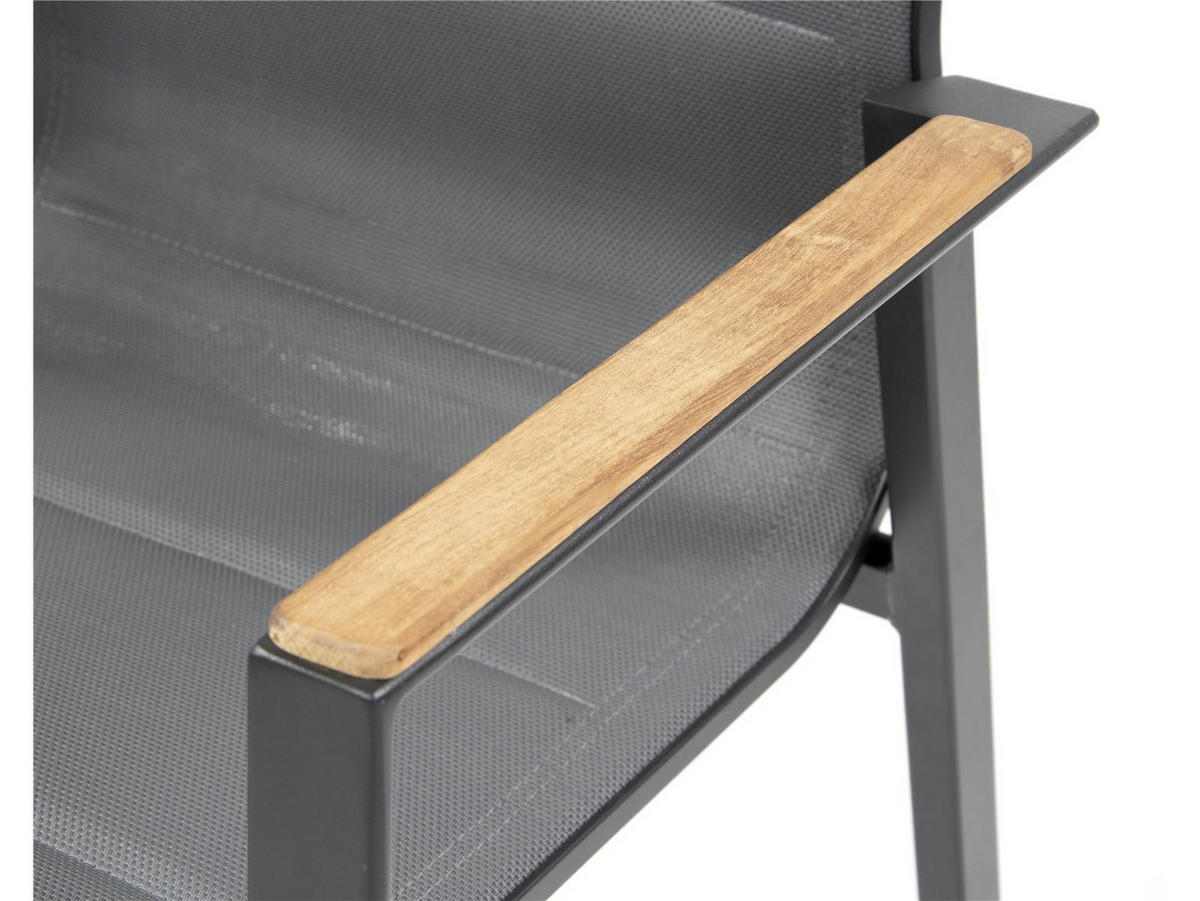 GARTENSTUHL Melbourne 2er-Set Anthrazit Aluminium stapelbar feste Rückenlehne - Grau, Kunststoff (80/175/120cm) - Green Spirit