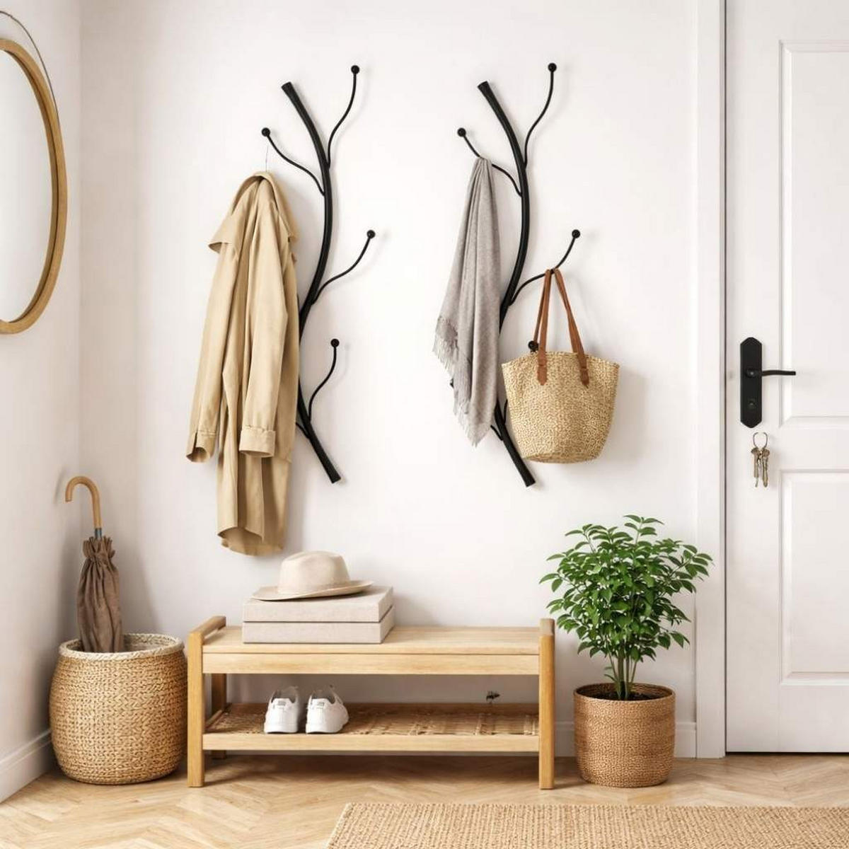 WANDGARDEROBE Flora 2er Set für die Wand 97 cm Metall Schwarz - Schwarz, Metall (22/97/8cm) - DanDiBo