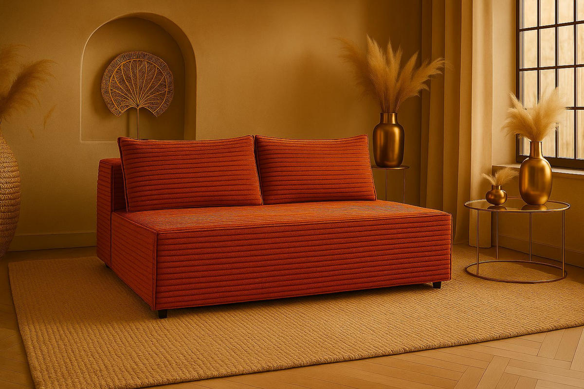 SCHLAFSOFA mit Bettkasten DUO, Stoff Velo, Kupfer - Orange, Holz (198/89/90cm) - Kaiser Möbel