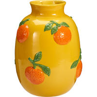 BLUMENVASEN mit orangefarbenem Muster Gort 17/17/25 cm - Gelb, Keramik (25cm) - Home Styling Collection