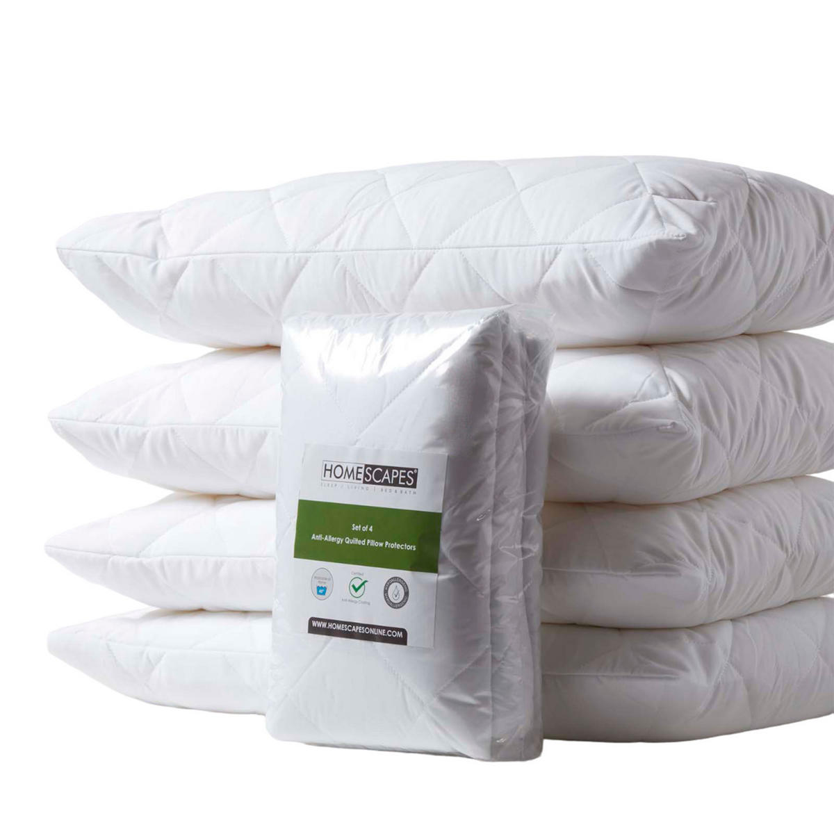 KISSENBEZUG Allergiker 48/74 cm, 4er-Set mit Hotelverschluss - Weiß, Textil (48/74cm) - Homescapes