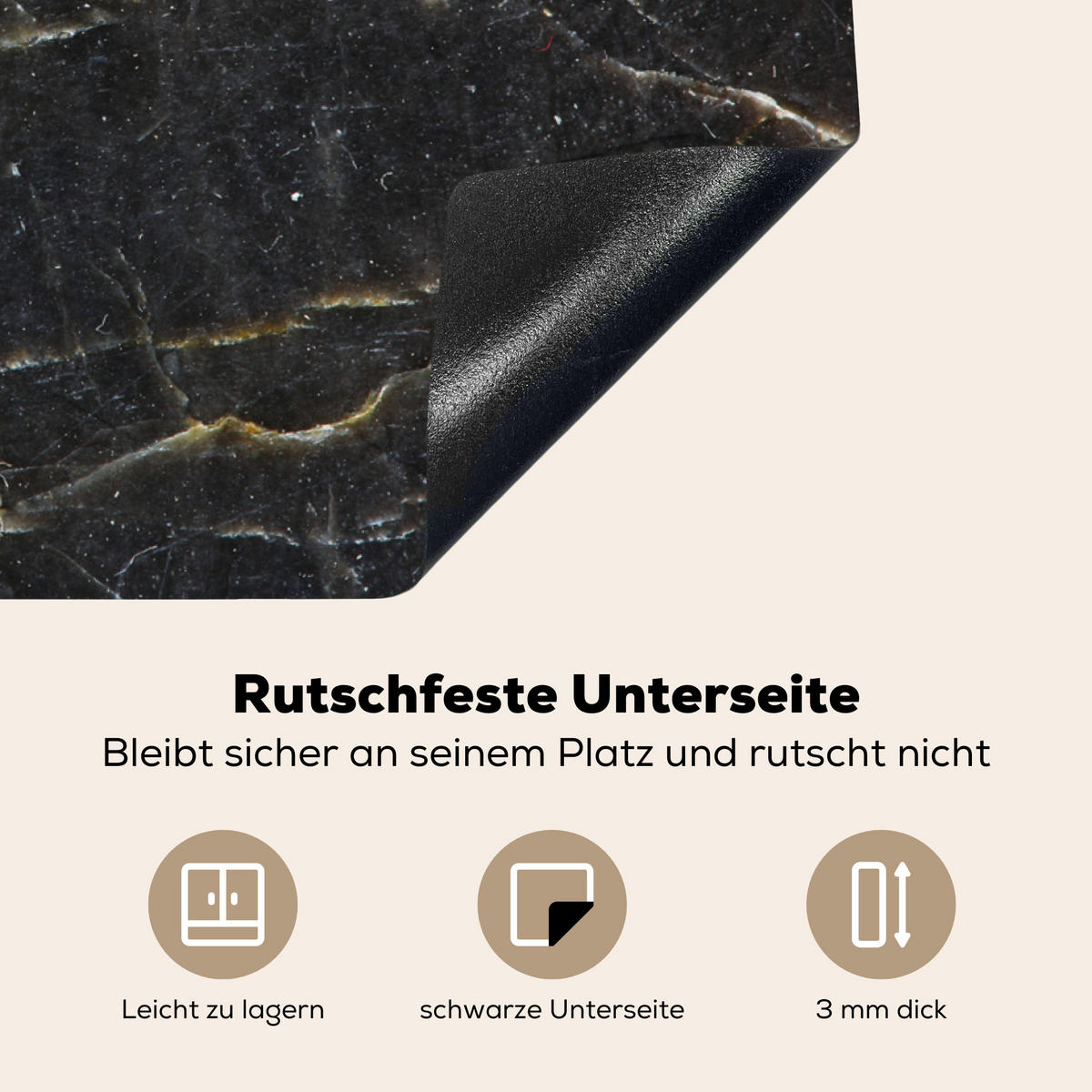 HERDABDECKPLATTE Marmor - Schwarz - Gold - Grau - Marmorstruktur 77x59 cm - Goldfarben, Kunststoff (77/0.2/59cm) - MuchoWow