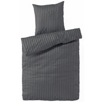 BETTWÄSCHE Damast 155x220 Anthrazit Dunkelgrau gestreift - Made in Germany - Anthrazit, Textil (155/220cm) - Carpe Sonno