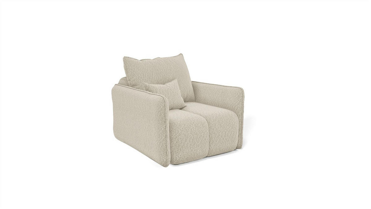 SOFASET Morgano 3-2-1 - Creme, Holzwerkstoff/Textil (216/86/102cm) - Fun Möbel