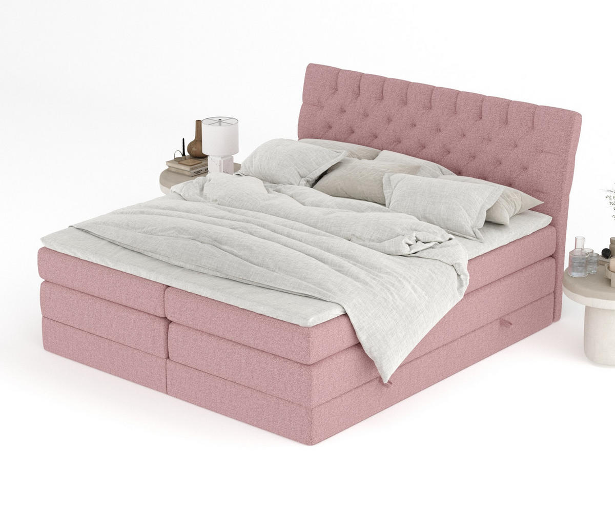 BOXSPRINGBETT Seraphine Rosa 200/200 cm - Schwarz/Rosa, Holz/Holzwerkstoff (200/200cm) - Maison de Reve