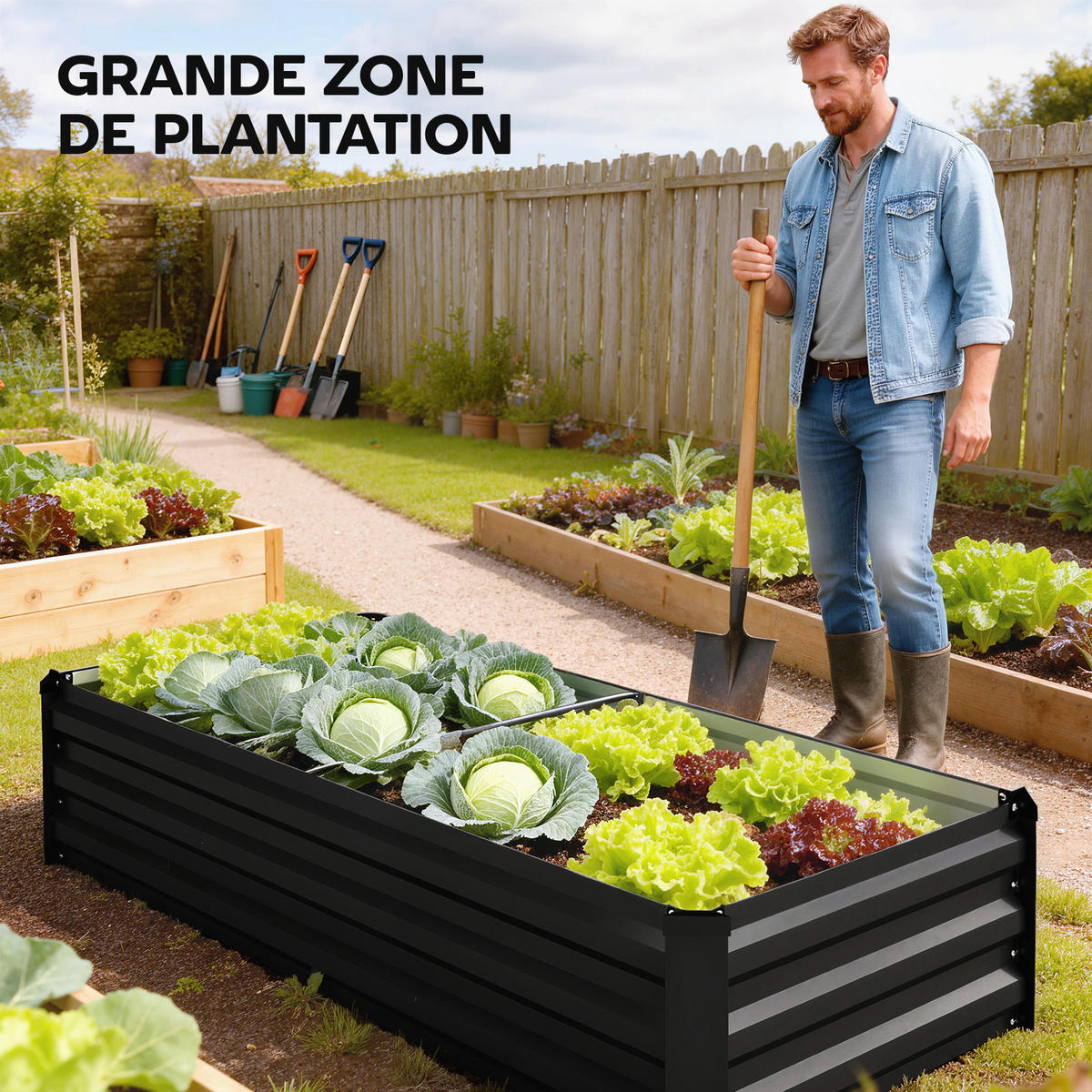 HOCHBEET DE-12315 150/70/30 cm mit offenem Boden Dunkelgrau - Dunkelgrau, Metall (150/30/70cm) - ComfortXL